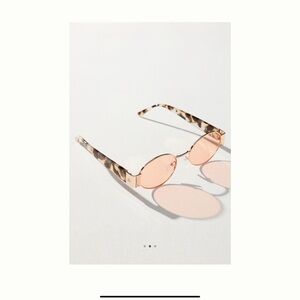 ANTHROPOLOGIE NWT- Arie Oval Metal Sunglasses Tortoise Shell with Pink Lenses.